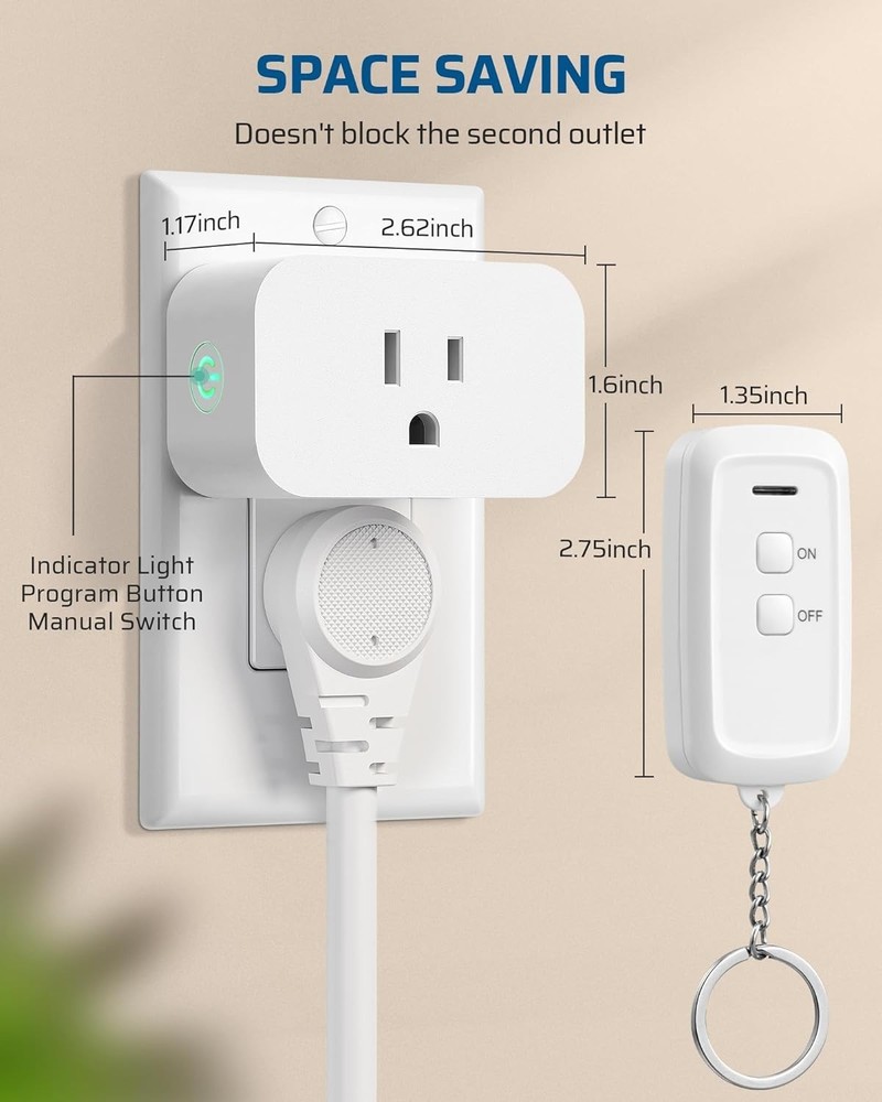 Indoor Remote Control Outlet, Wireless Remote Light Switch, No Interference R...