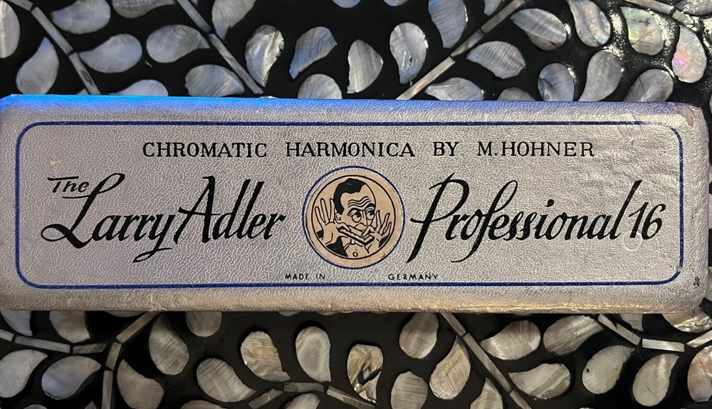 Antique Larry Adler Professional 16 Chromatic Harmonica With Original Case