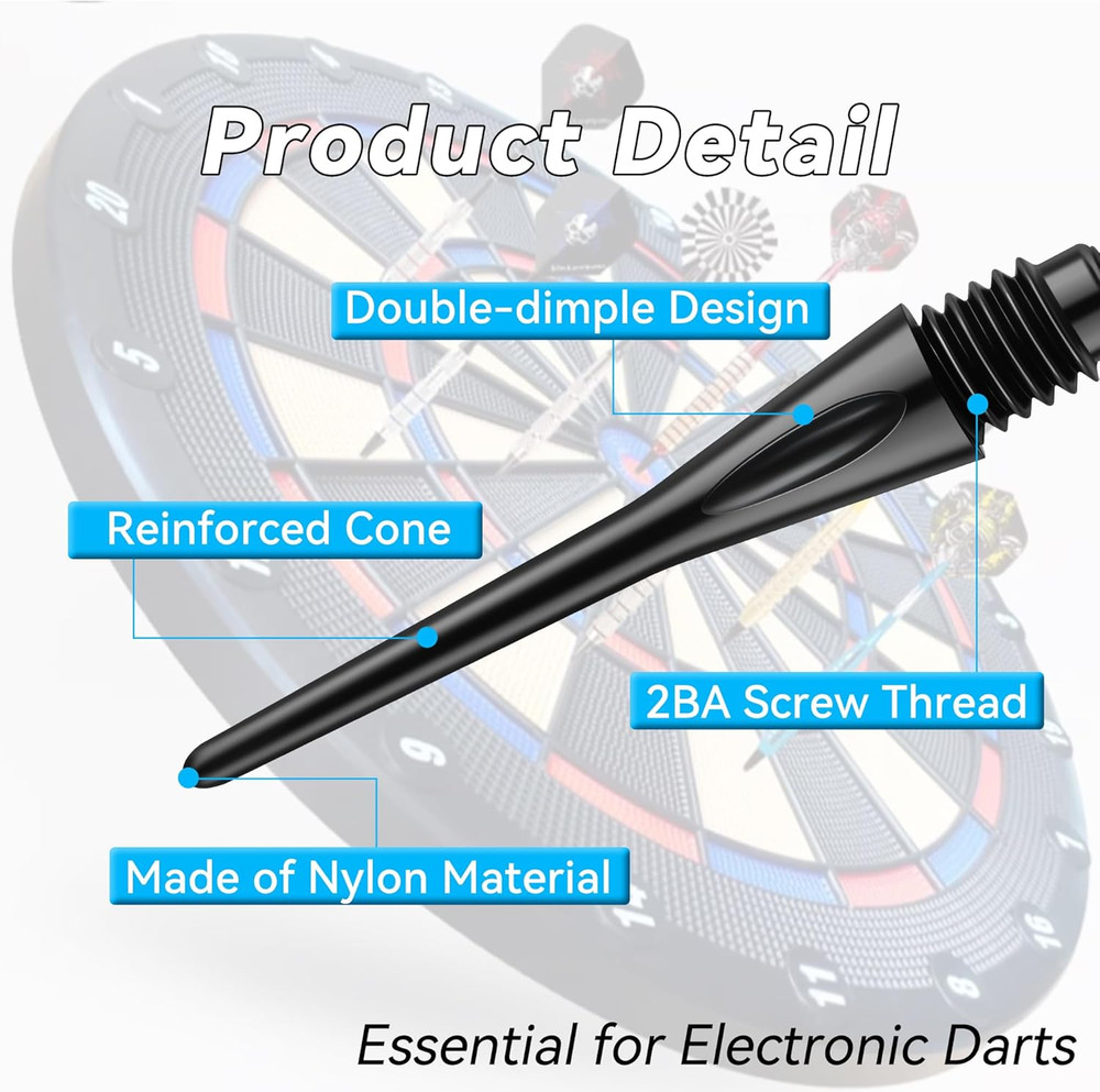 300 Pack 2BA Thread Plastic Tip Dart Points, Premium Soft Dart Tips Replacement,