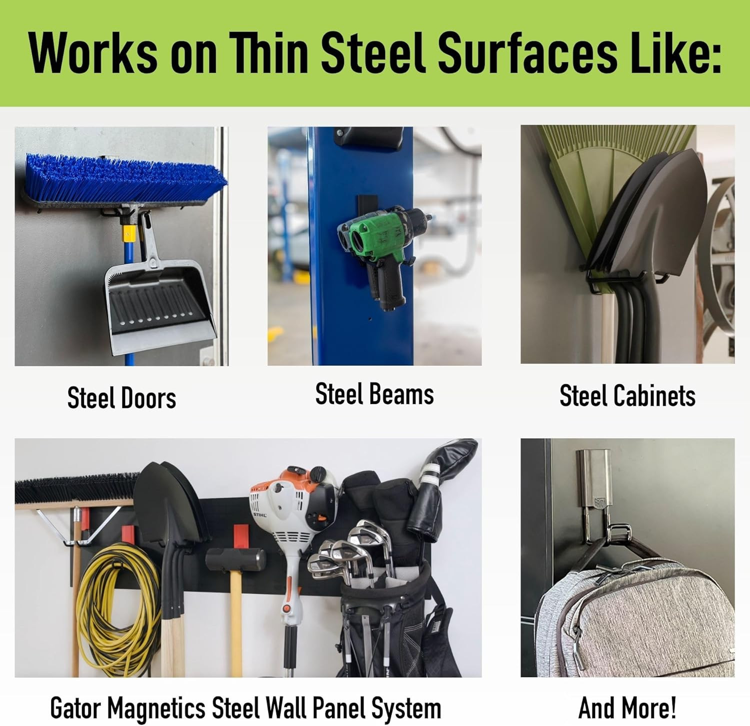 GATOR MAGNETICS MIDI 2.5 & 4" Open Hooks, 25 Lb Heavy Duty Magnetic Hooks for St