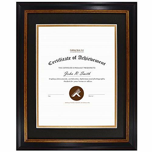 11x14 Diploma/Certificate Frame with Double Mat for 8.5x11 Document Real Glass