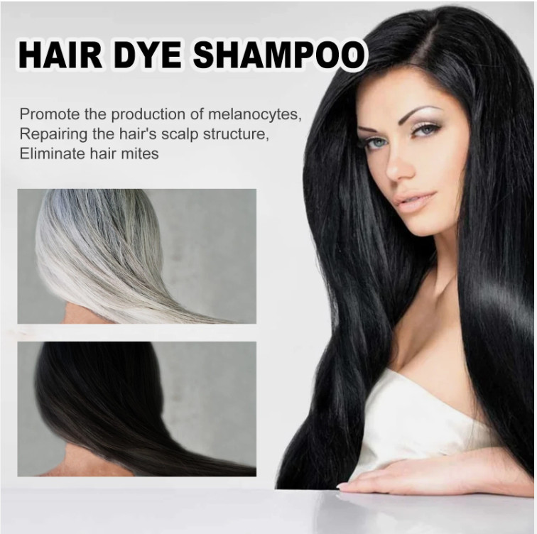 Black Hair Dye Shampoo 3 in 1 500ml Hair Color Shampoo Instant Grey Coverage