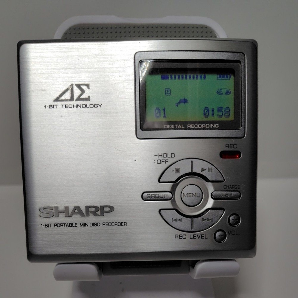 SHARP MD-DR7-S MiniDisc Recorder Portable 1bit MD Player Silver Audio Tested