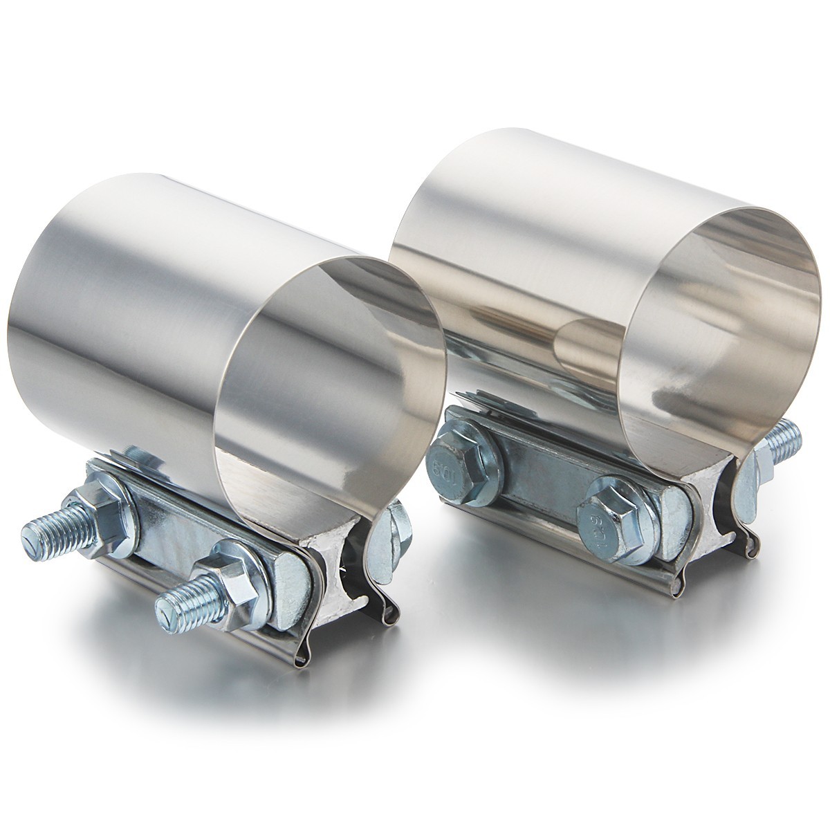 2PCS Stainless Steel Butt Joint Band Exhaust Clamp Sleeve Coupler T304 2inch