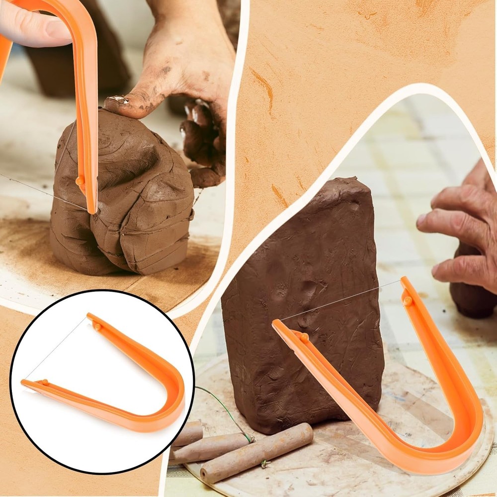 Pottery Clay Wire Cutter Plastic Handle U Shape Mud Cutting Tool 5.1