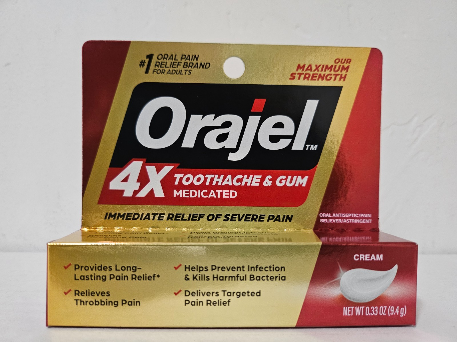 Orajel - 4X Toothache & Gum Severe Pain Cream in Tube 0.33oz [EXP: 07/2027]