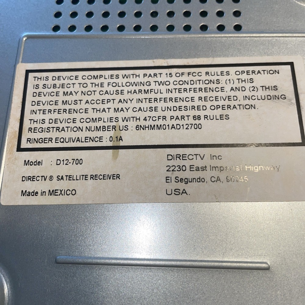 DirecTV D12-700 Satellite Receiver Cable Box Compatible with Direct TV