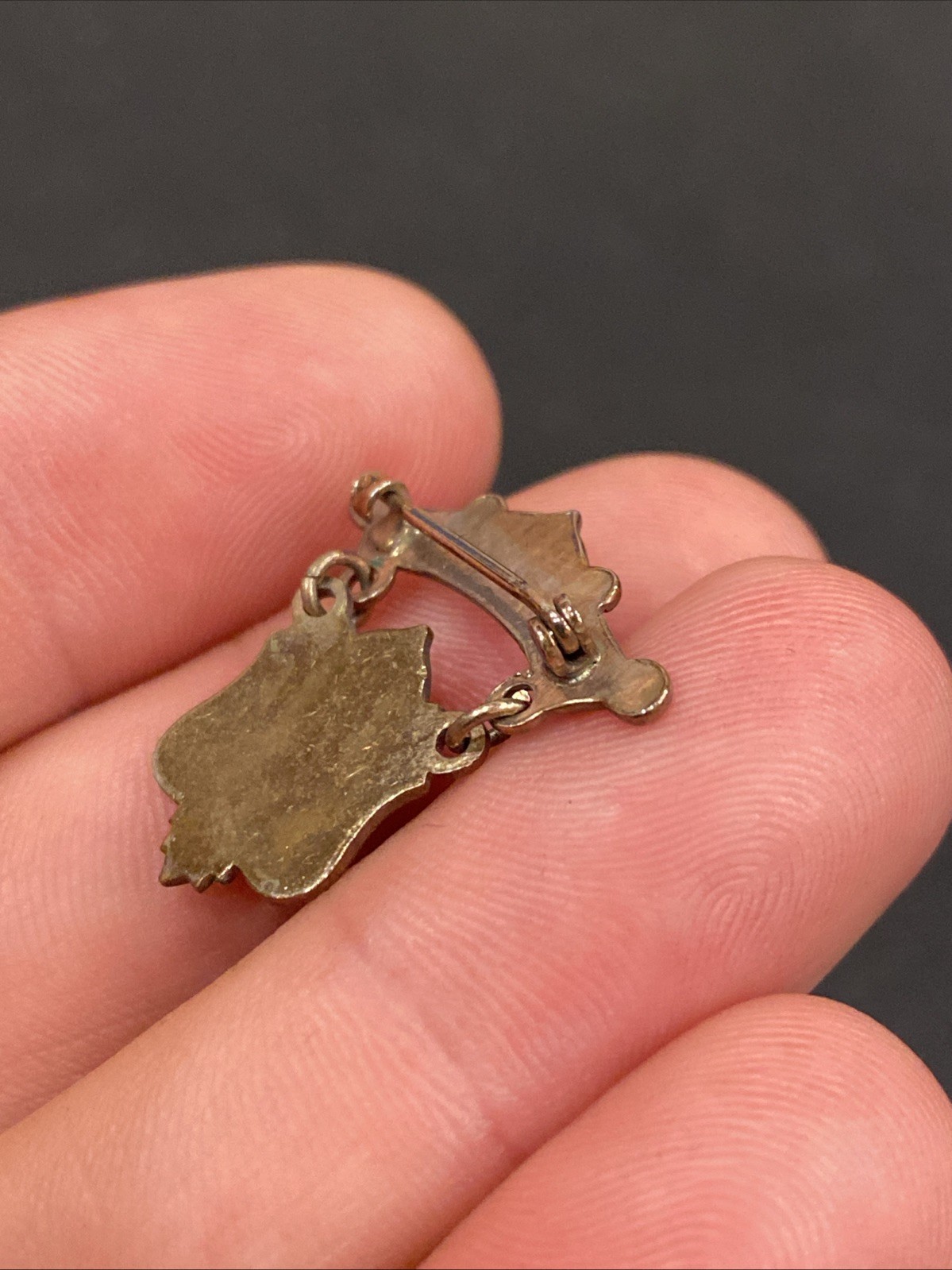 Vtg Antique P of H Patron Of Husbandry Green Enamel Dangle Shield Crest Logo Pin