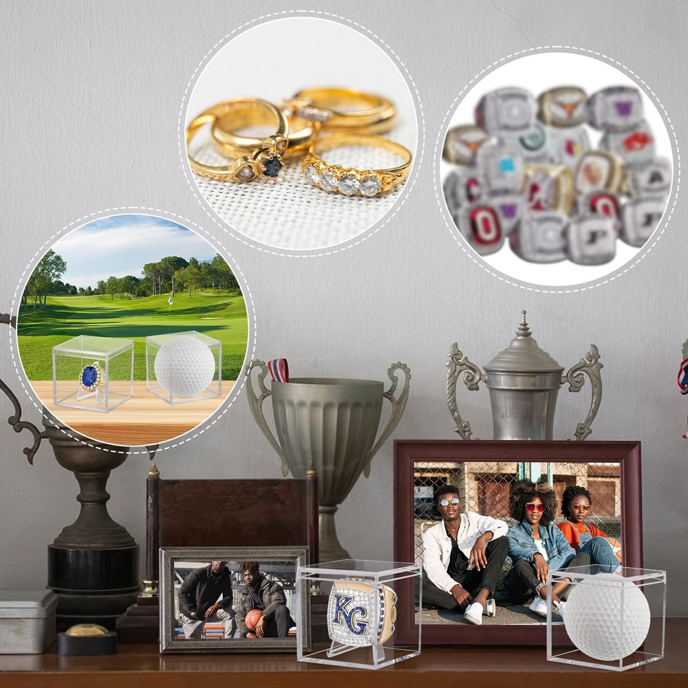 2 Pack Clear Acrylic Championship Ring Display Case, 2-Pack,