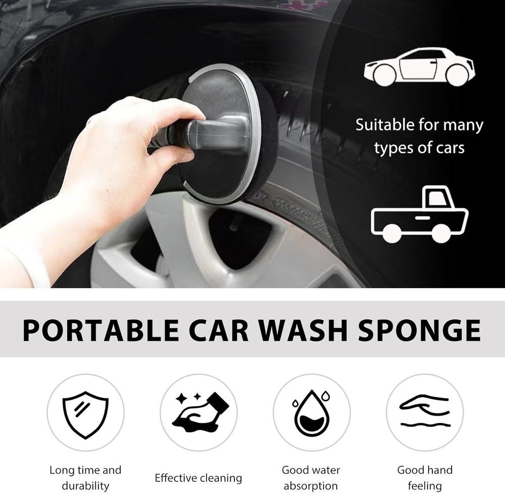 High-Density Sponge Tyre Dressing Applicator Pad with Curved Handle, Reusable...