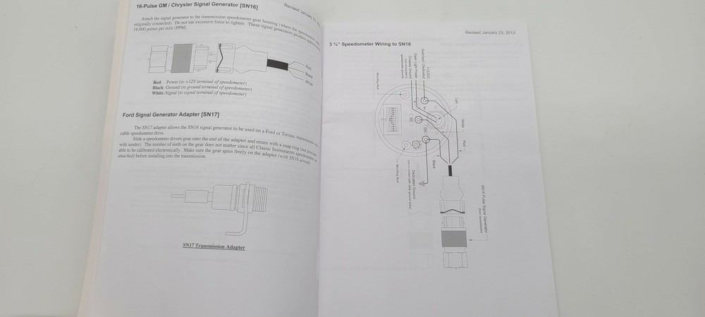 2013 Classic Instruments General Installation Manual + Sticker Speedometer More