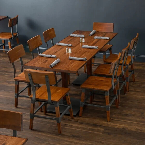30" x 72" Rectangular Solid Wood Live Edge Restaurant Table Top in Walnut Wood