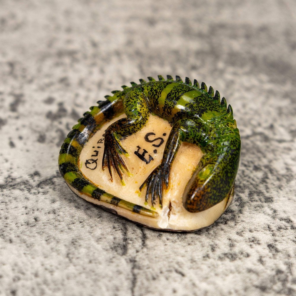 Green Iguana Lizard Tagua Carving