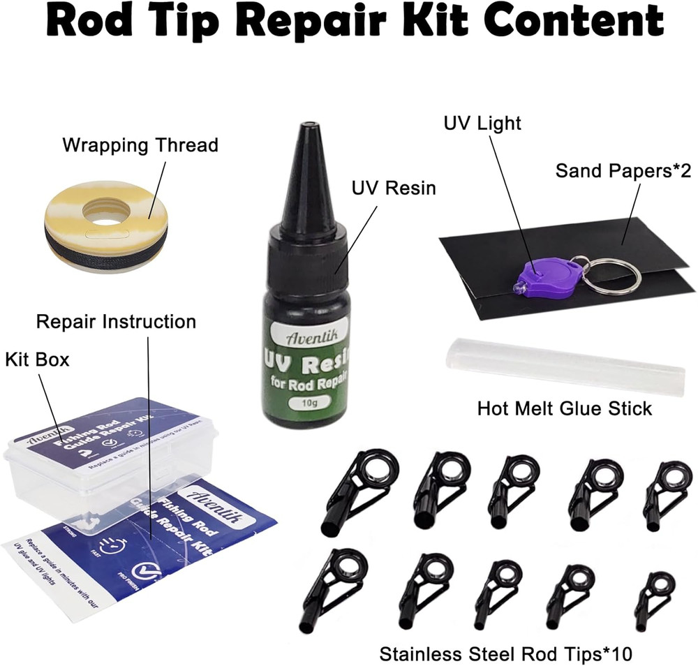 Fishing Rod Tip Repair Kit - Includes Eyelet Replacements & Tools