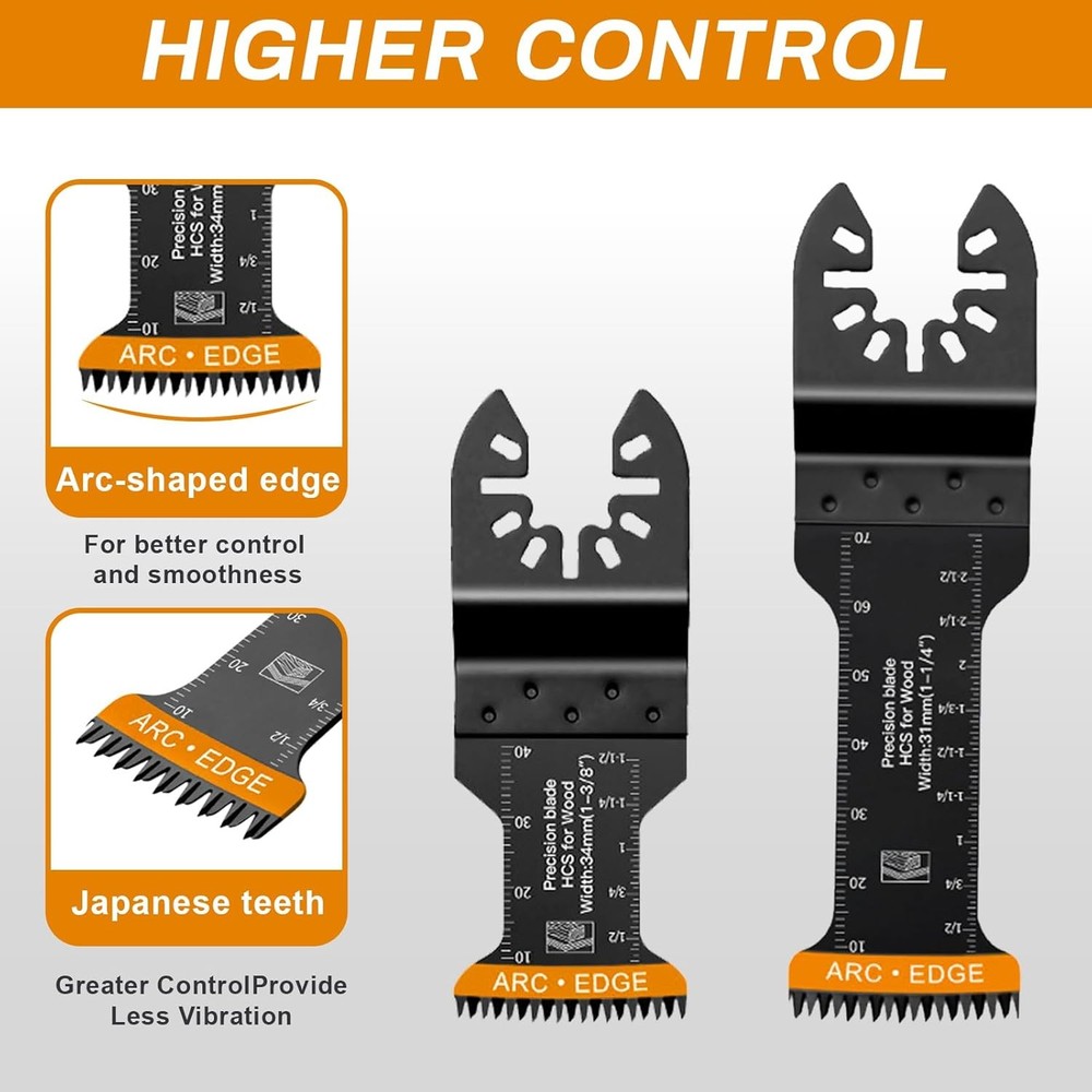 50 Pack Oscillating Tool Blade - Universal Titanium Multitool Blades, Black