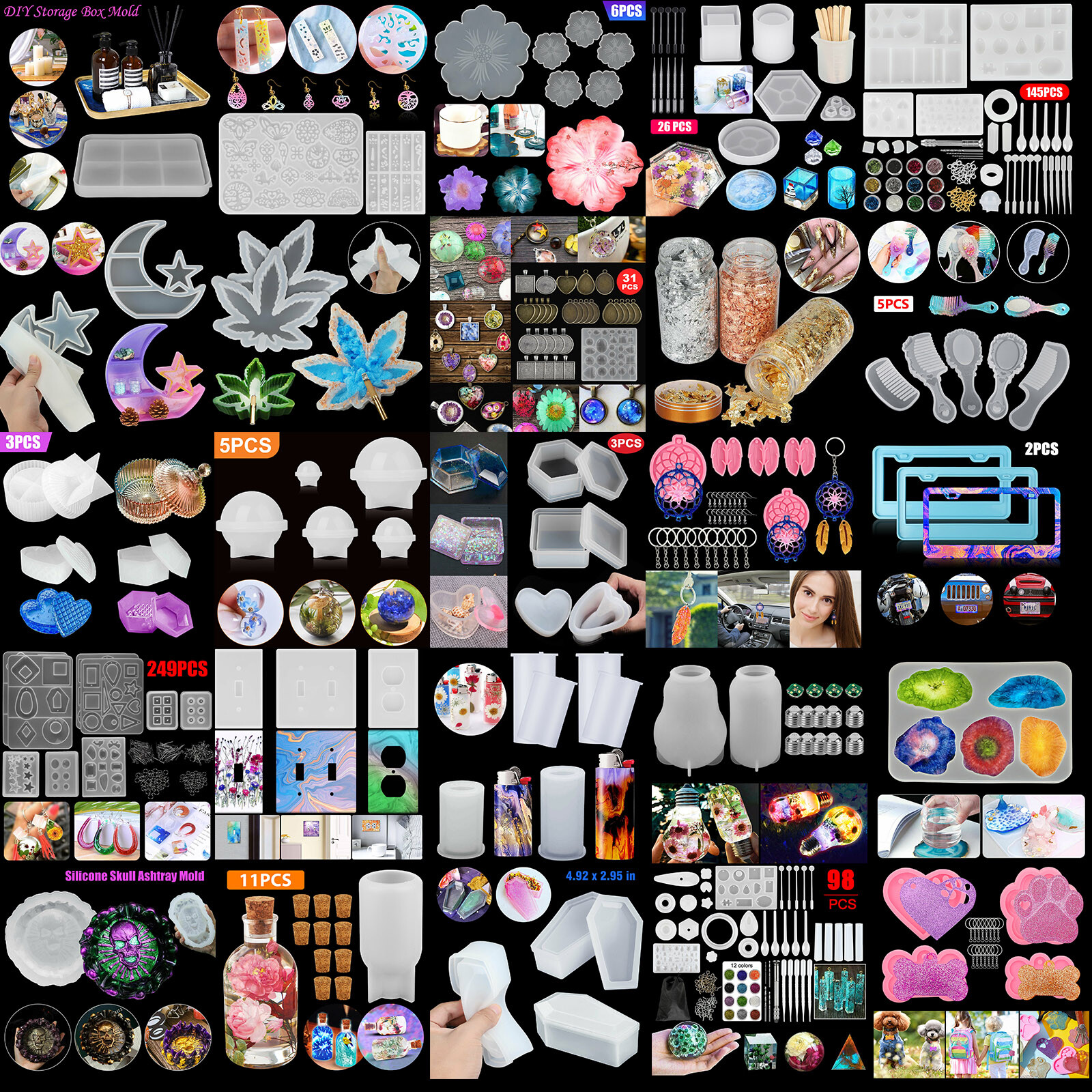 Silicone Resin Mold Jewelry Pendant Mould DIY Making Casting Epoxy Craft Tool US