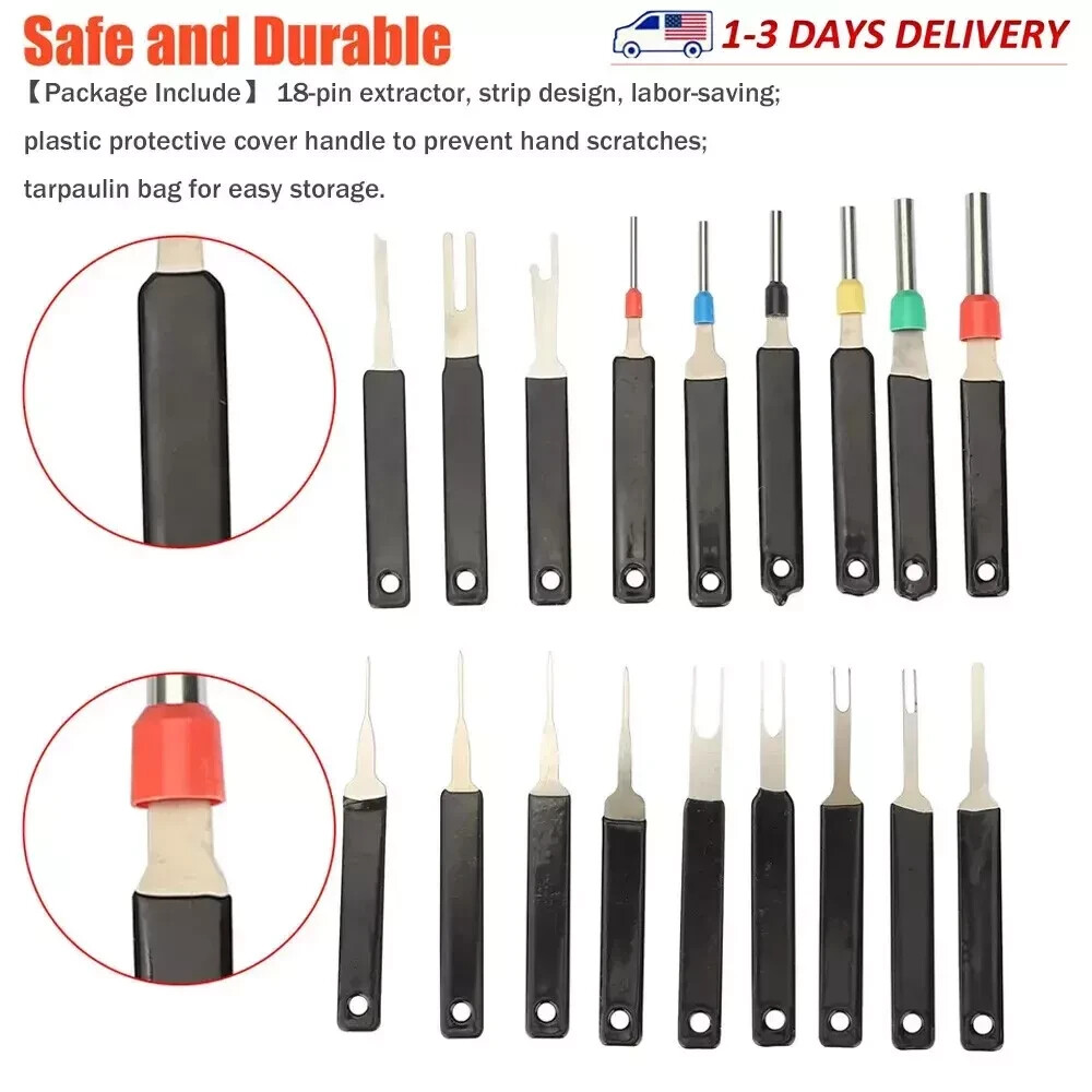 18X Pin Ejector Wire Kit Extractor Connector Puller Car Terminal Removal Tool