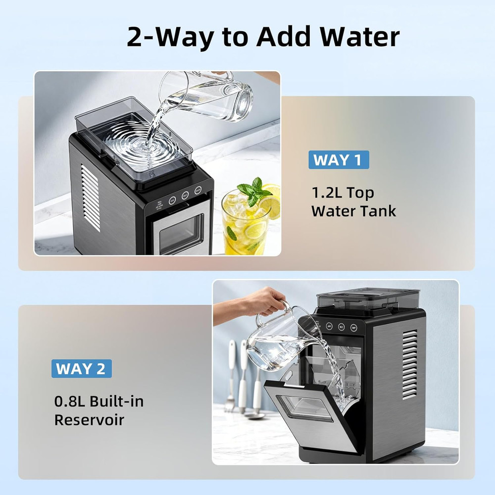 Ice Maker, Portable Ice Machine with Self-Cleaning Function, 8 Cubes in 6 Mins F