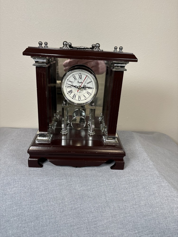 Studio Silversmiths Wood Quartz Roman Numeral Clock