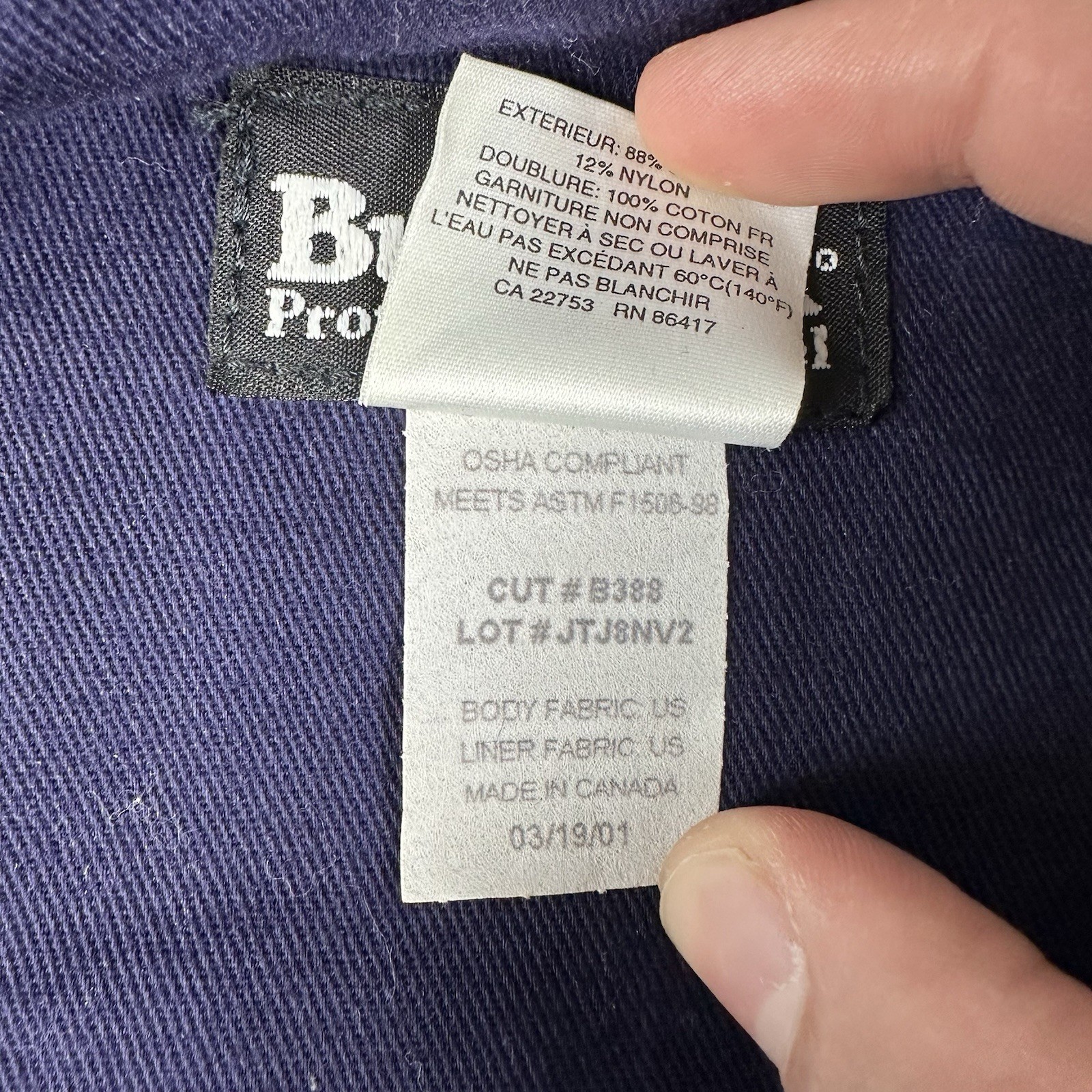 Bulwark FR Jacket Mens XL Blue Flame Resistant Workwear Snap Zip Hooded