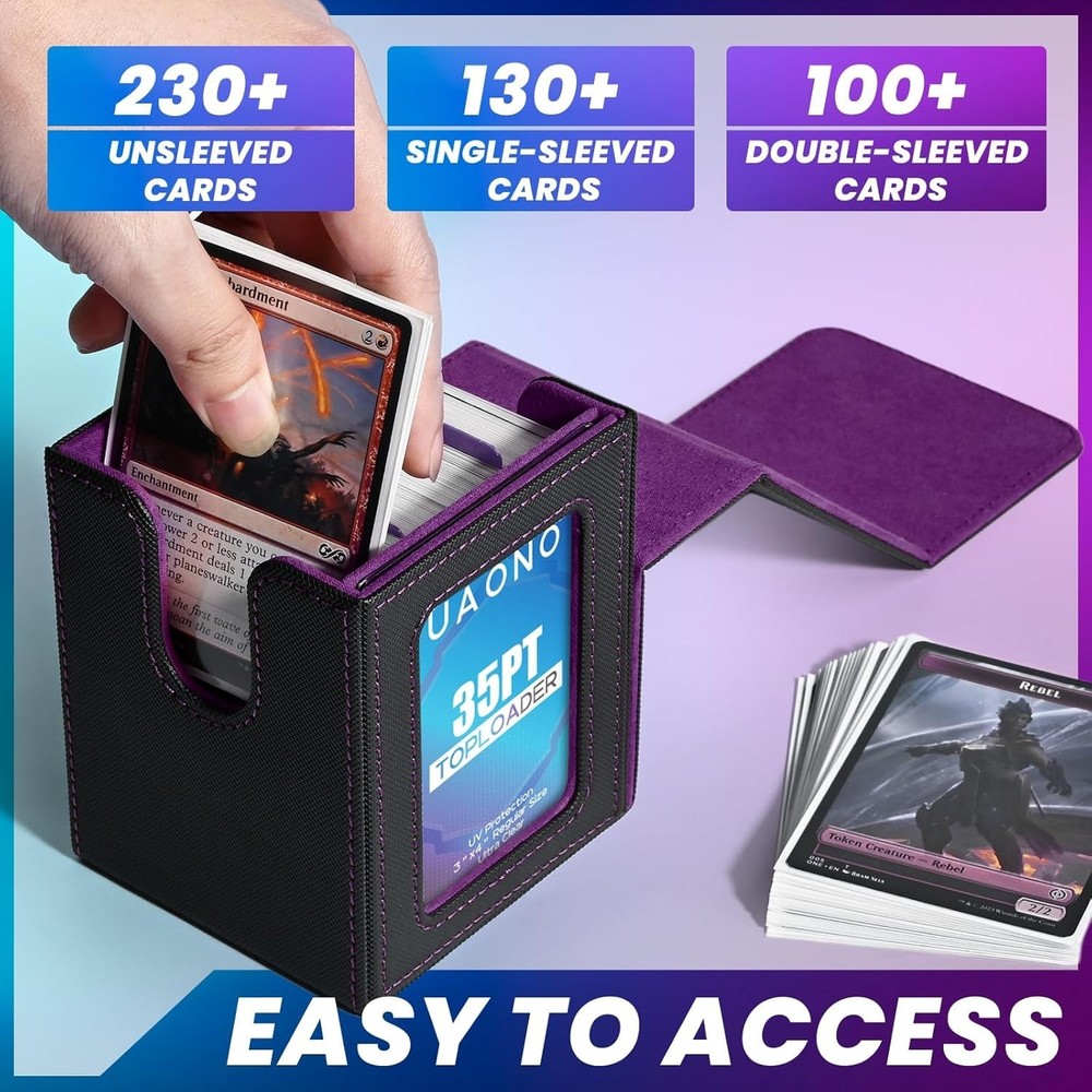 Card Deck Box with MTG Commander Display, Deck Case Holds 100+ Double-Sleeved...