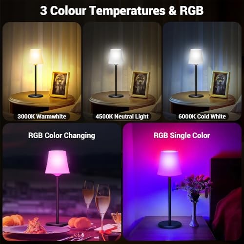 Cordless Table Lamp Rechargeable 2 Pack Wireless Touch Light Battery White
