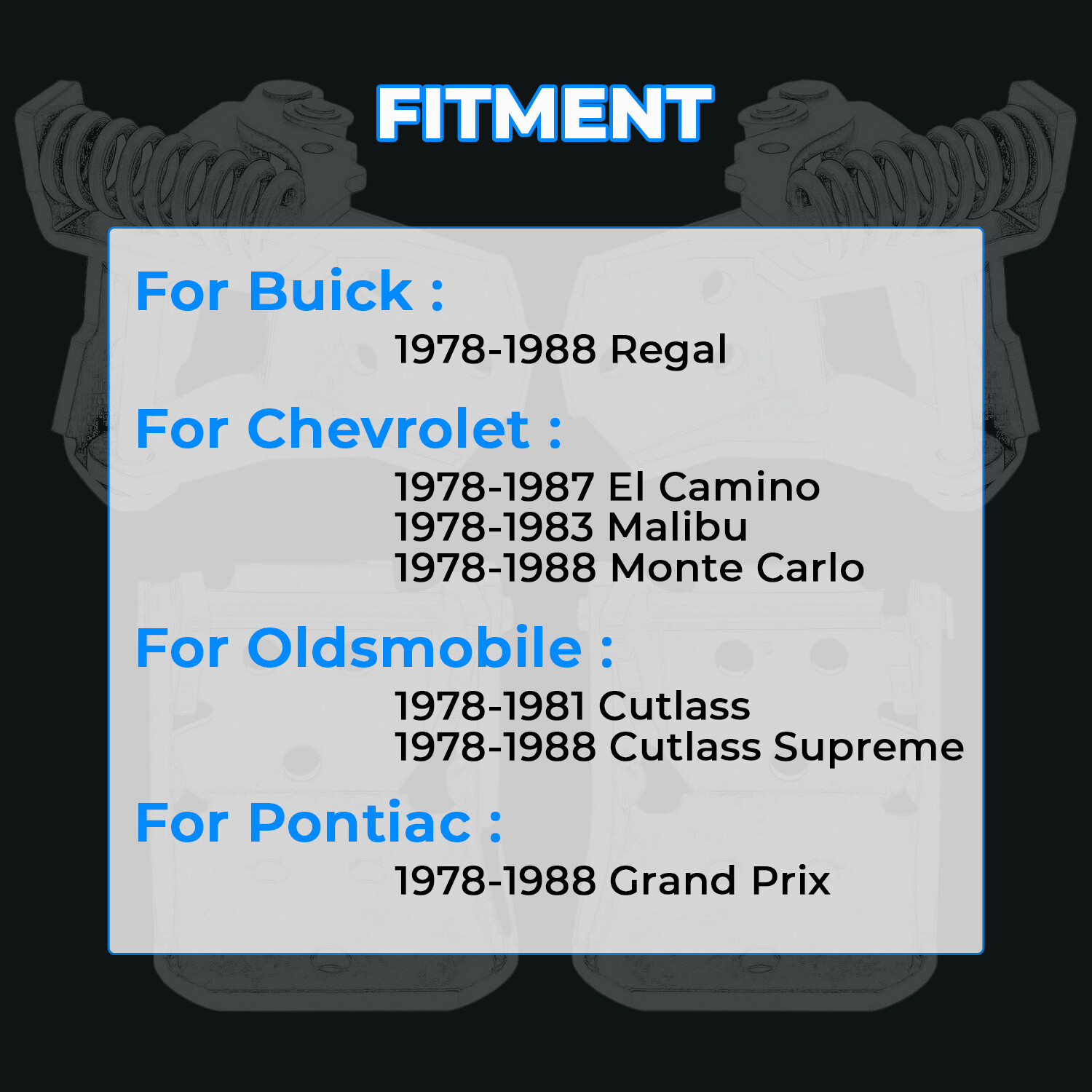 4pc Door Hinges For 78-88 G-body Malibu Regal El Camino Oldsmobile Monte Carlo