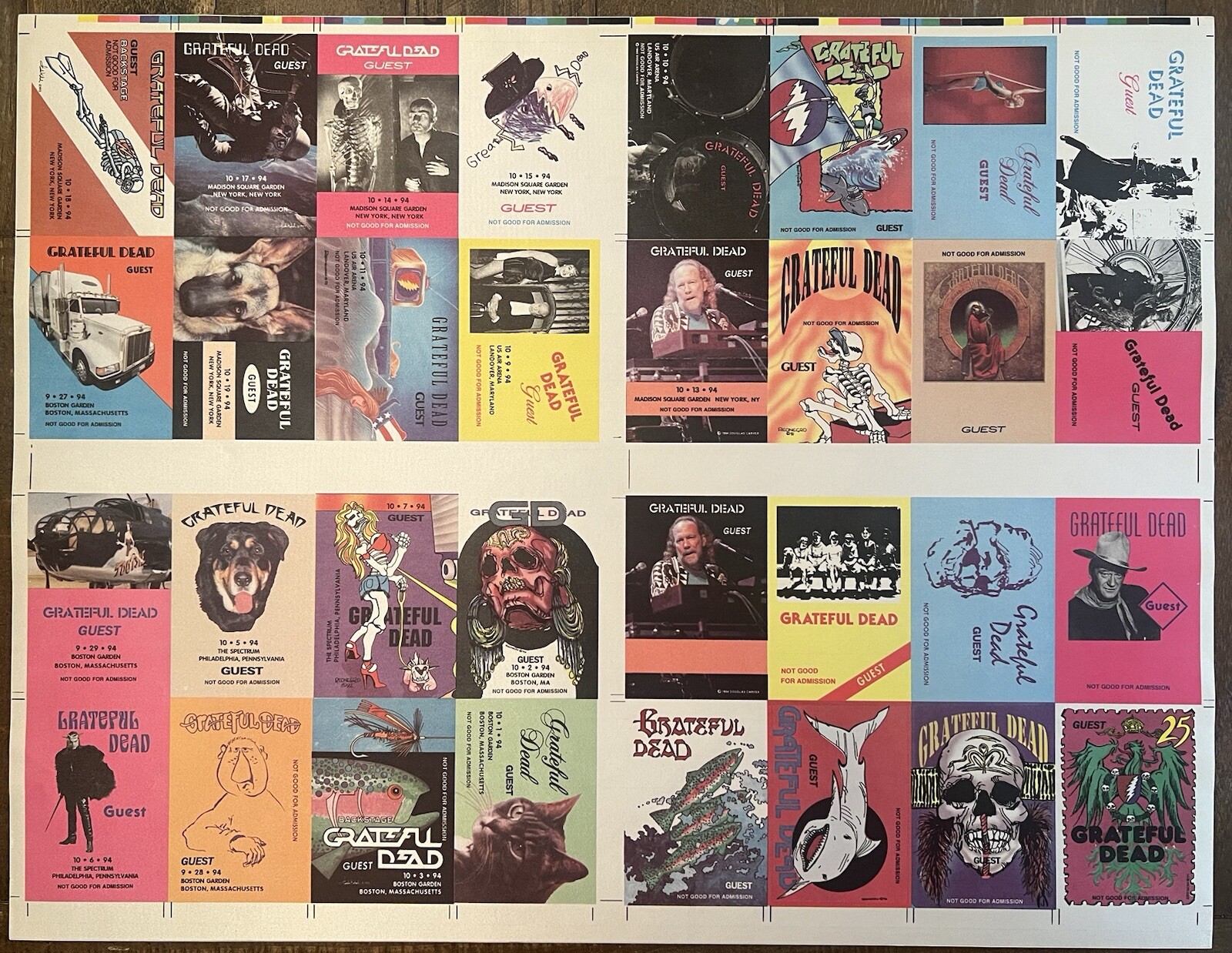 Grateful Dead Backstage Pass Uncut 1994 RARE