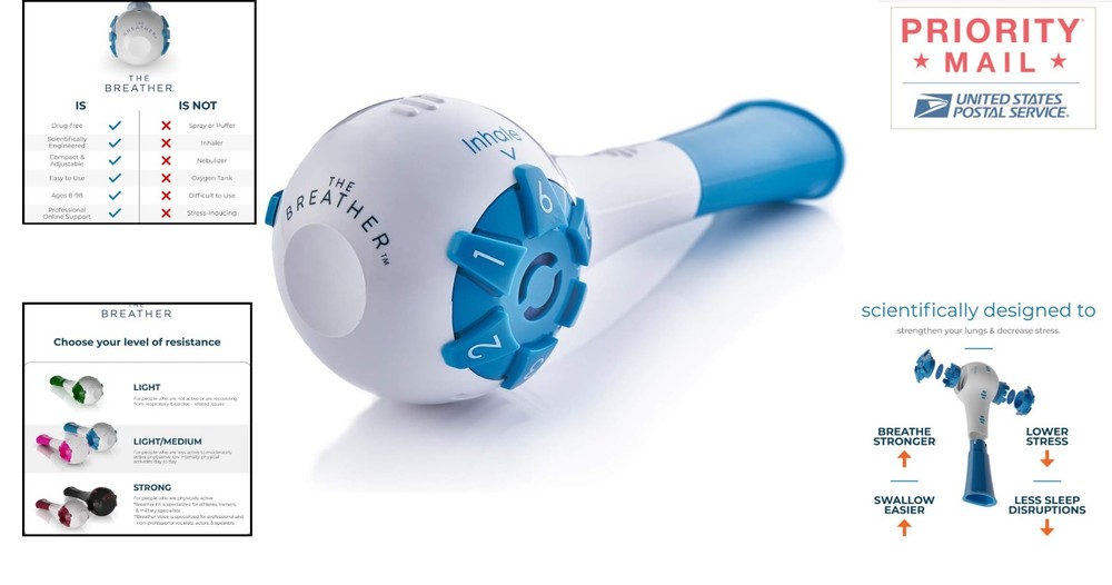 Compact Portable Lung Trainer with Multiple Resistance Levels & App Support