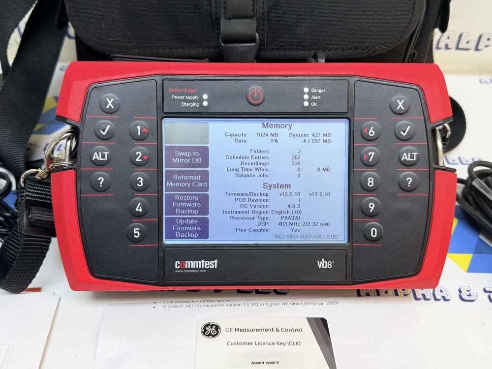 GE Commtest VB8 Ascent Level 2 CLK Software License Key Untested