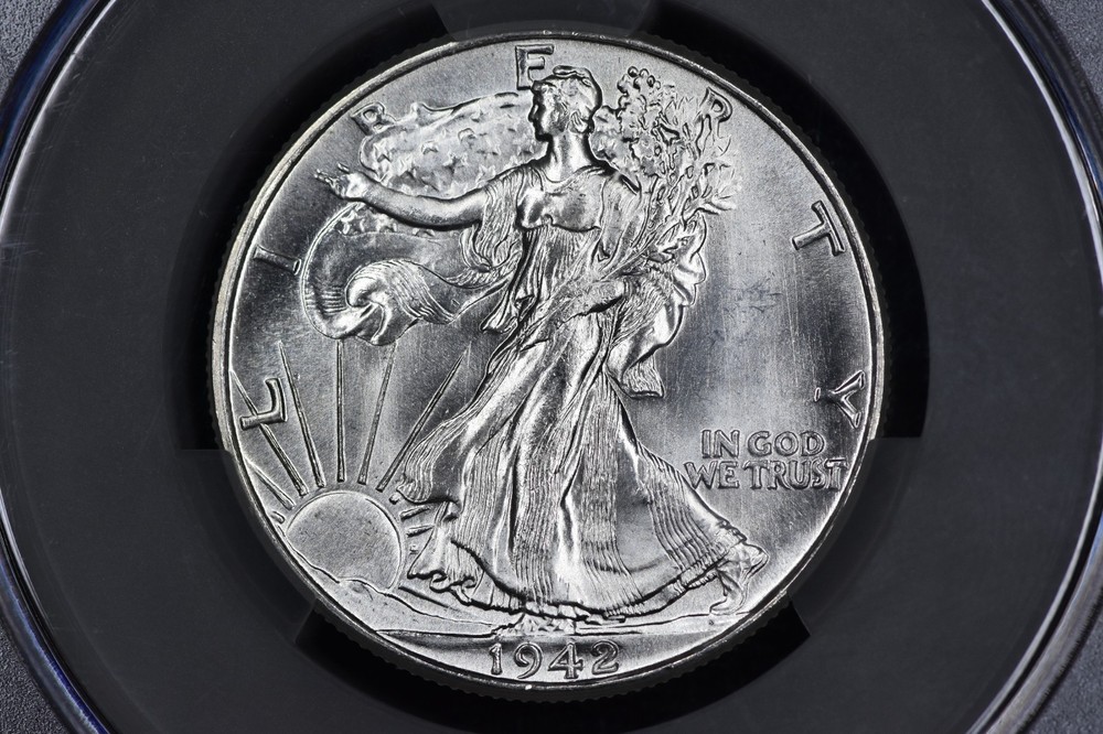 1942 Walking Liberty Half Dollar CAC MS 64 - Blast White