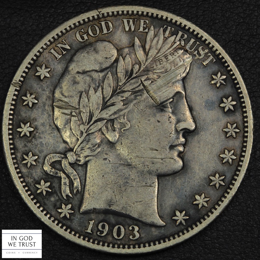 1903 S Barber Silver Half Dollar 50C - Cleaned