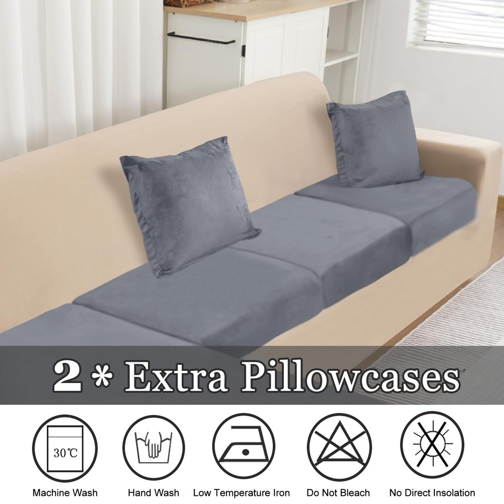 NAISI Sectional Couch Cover 3 Pieces Velvet Separate Couch Cushion Covers L S...