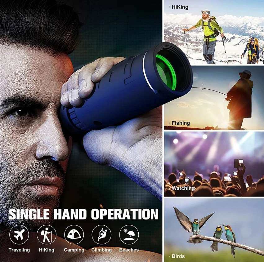 Zoom HD Monocular Starscope Monocular Telescope BAK4 w/Phone clip,tripod