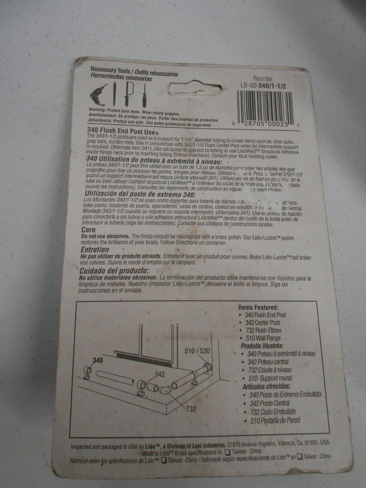 NEW LIDO Rail Systems Solid Brass Flush End Post 1 1/2" inch 340/1-1/2 38.1mm!!!