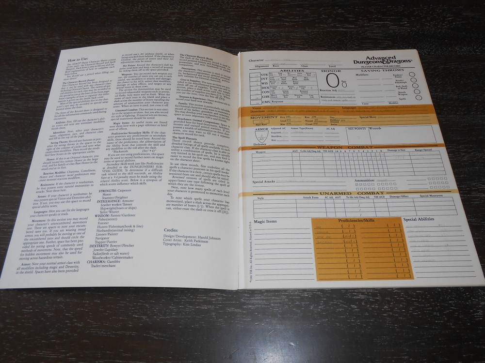 Player Character Record Sheets REF2 AD&D D&D Dungeons Dragons