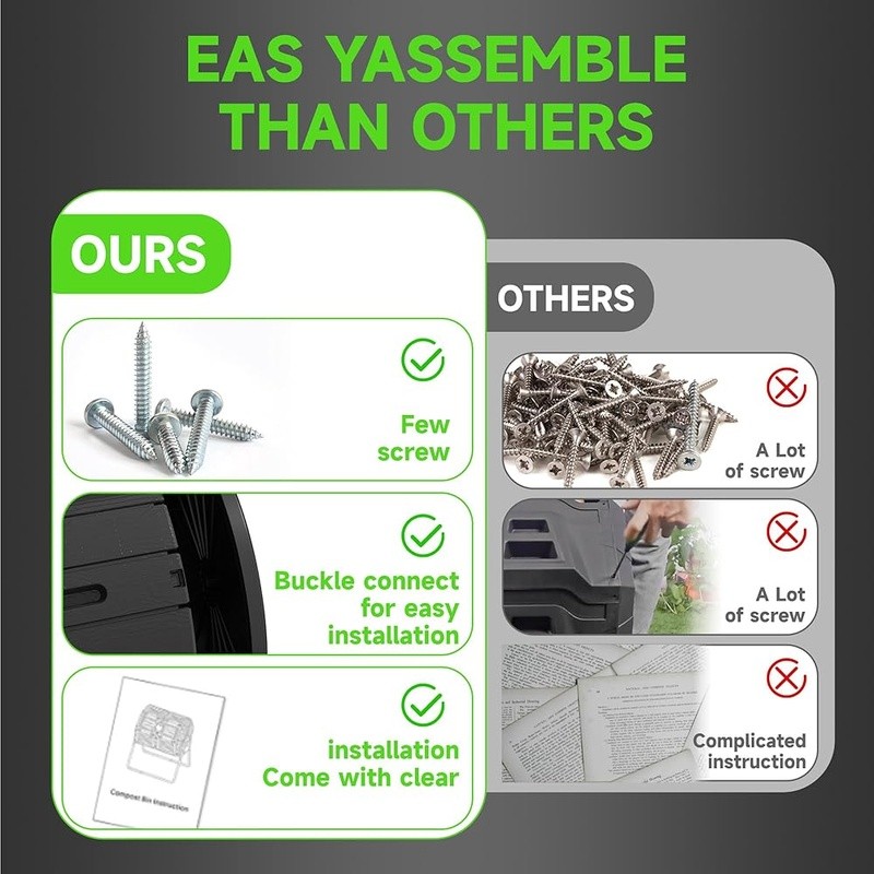 Dual Chamber Composter Efficient Batch Composting Easy Assembly Eco-Friendly New