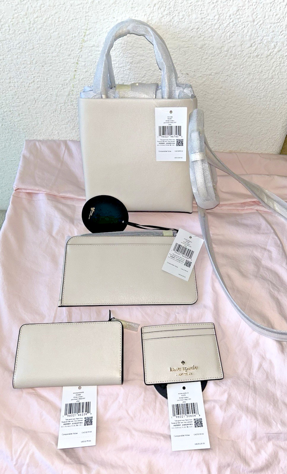 NWT Kate Spade New York Disney Lot Mini Tote Bag Wristlet Wallet Card Case Set