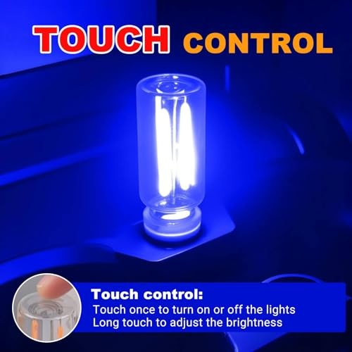 2 PCS USB LED Car Interior Atmosphere Light, Touch Control Adjustable Blue