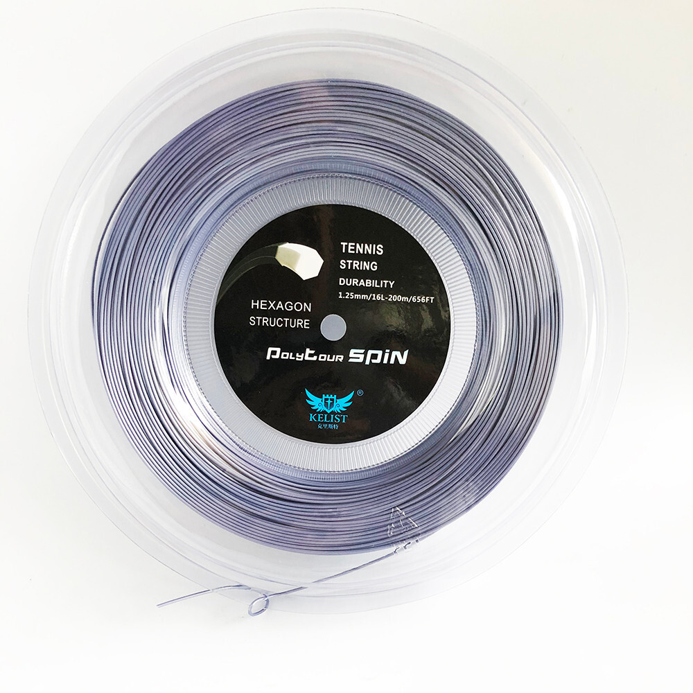 Hexagon Polyester Tennis Racket String Reel Gray Color
