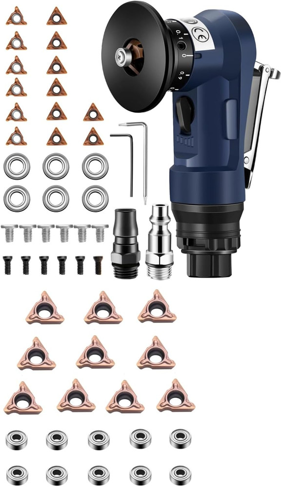 2 in 1 Pneumatic Chamfering Tool,Air Chamfer Tool with 8 C-Angle & 16 R-Angle Bl