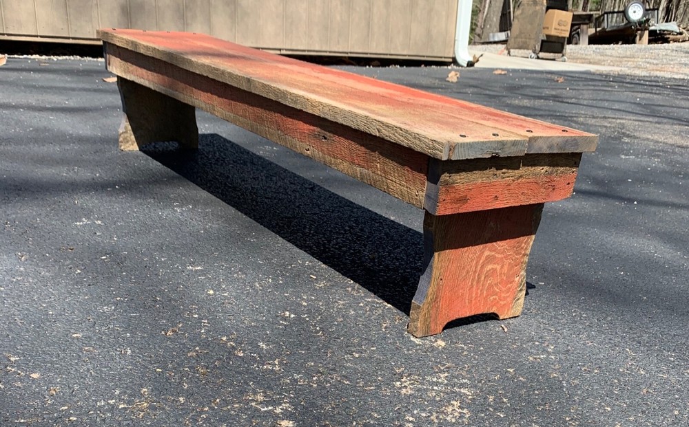 Primitive reclaimed barn wood bench table stand stool