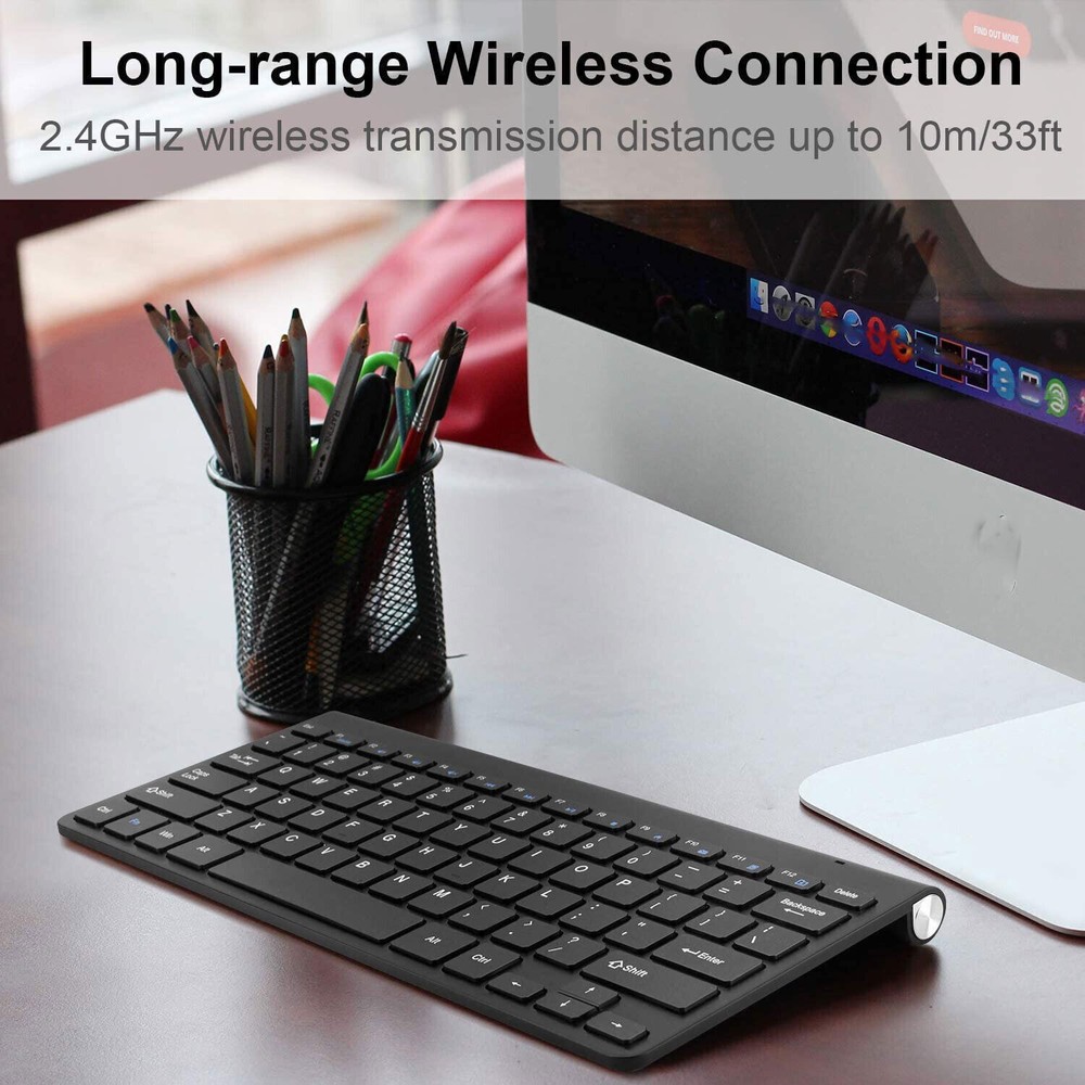 2.4Ghz Slim Mini Wireless Keyboard and Mouse Combo Set For PC Laptop Computer