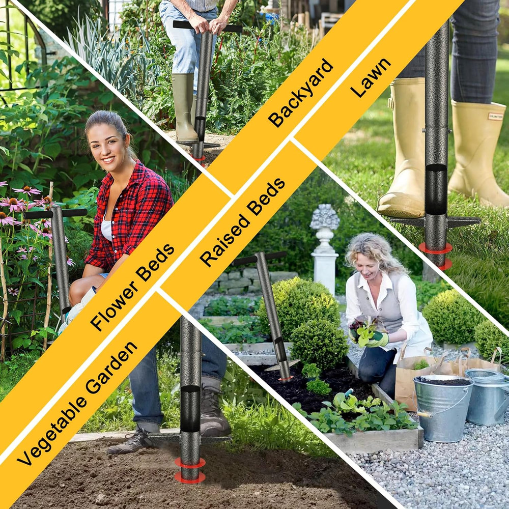 Bulb Planter Tool - 34" Long Handle Sod Plugger Lawn Digger,Auto Plug Eject,Heav