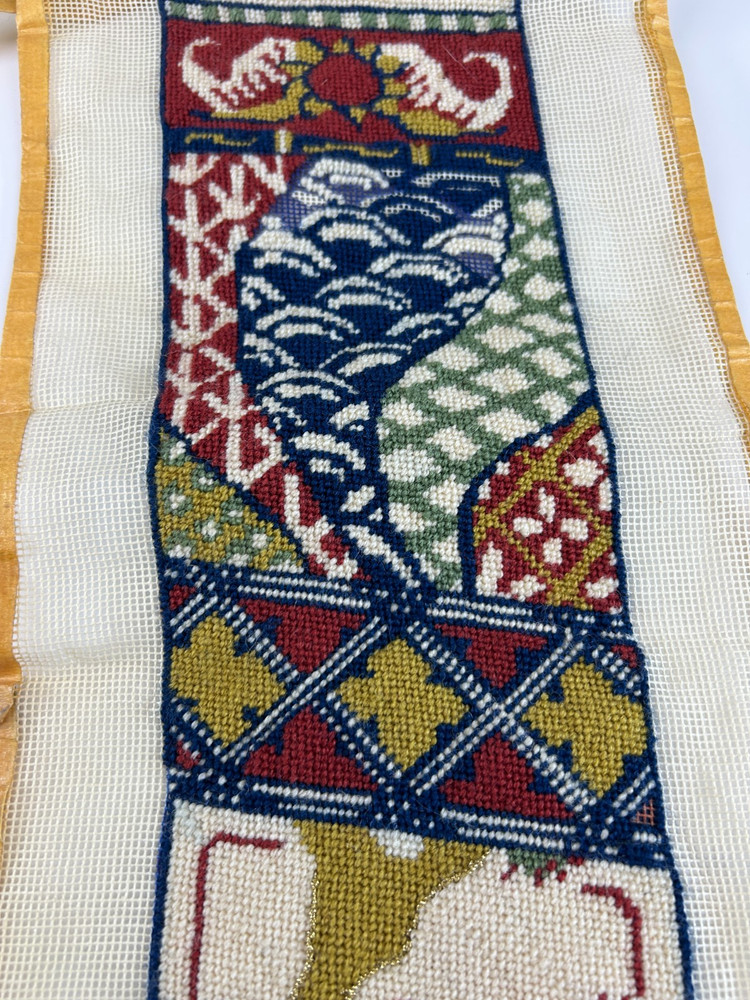 Asian Bell Pull Style Brunswick Needlepoint Tapestry Canvas Partially Completed