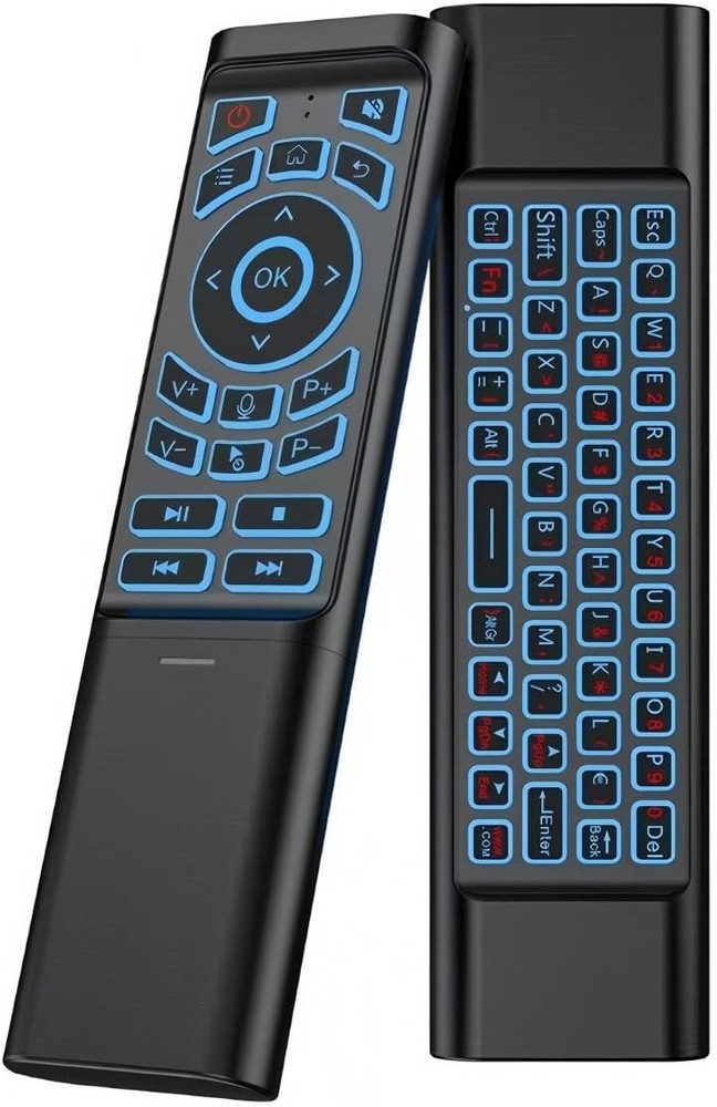 Mini Air Mouse Remote with Keyboard - 7-Color Backlit, Bluetooth & 2.4G Dual-Mod