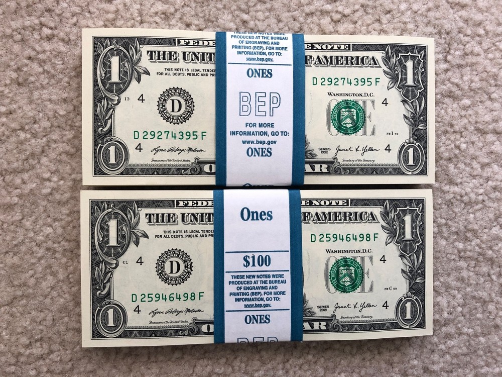 100 $1 (ONE DOLLAR) NOTES - UNCIRCULATED NON-SEQUENTIAL 2021 CLEVELAND STACK