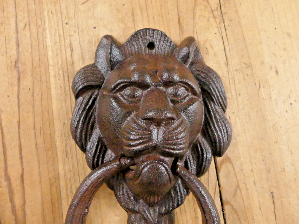 Cast Iron Door Knocker *CASTING DEFECT* Antique Style Rustic LION HEAD