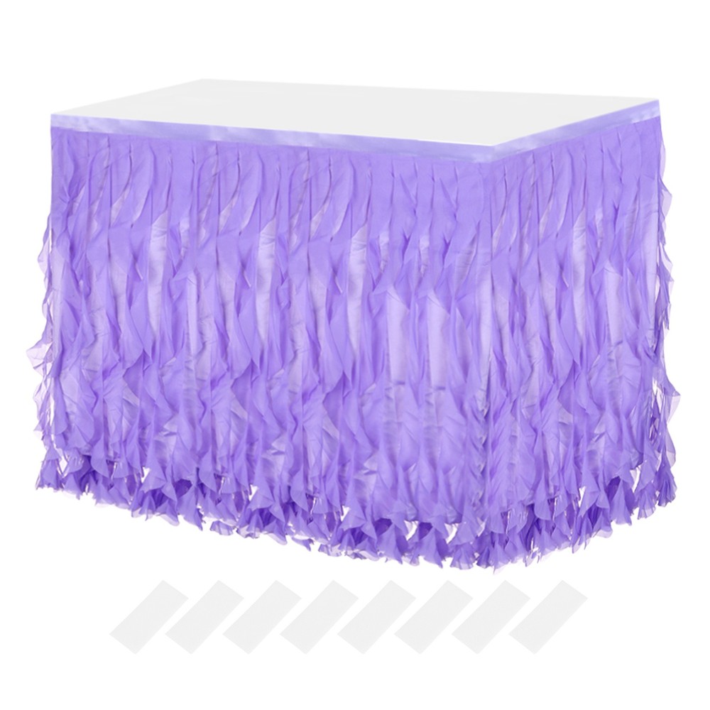 9ft Purple Tutu Tulle Table Skirt for Rectangle Tables