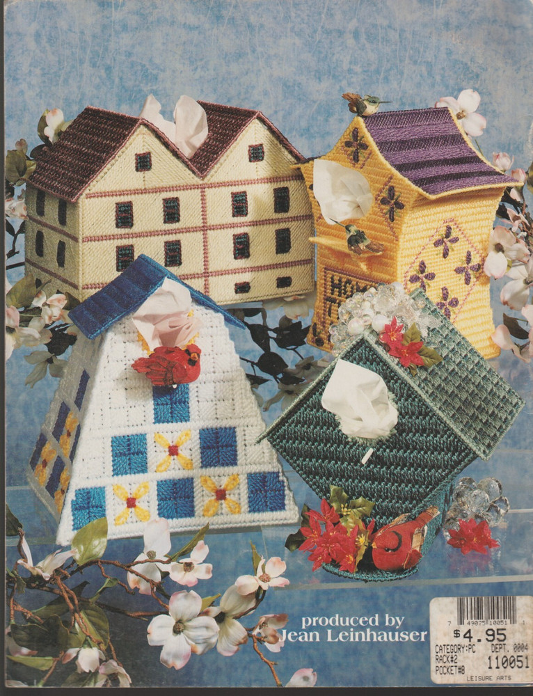 Birdhouse Tissue Box Covers - PLASTIC CANVAS PATTERN - 5 Designs #3179